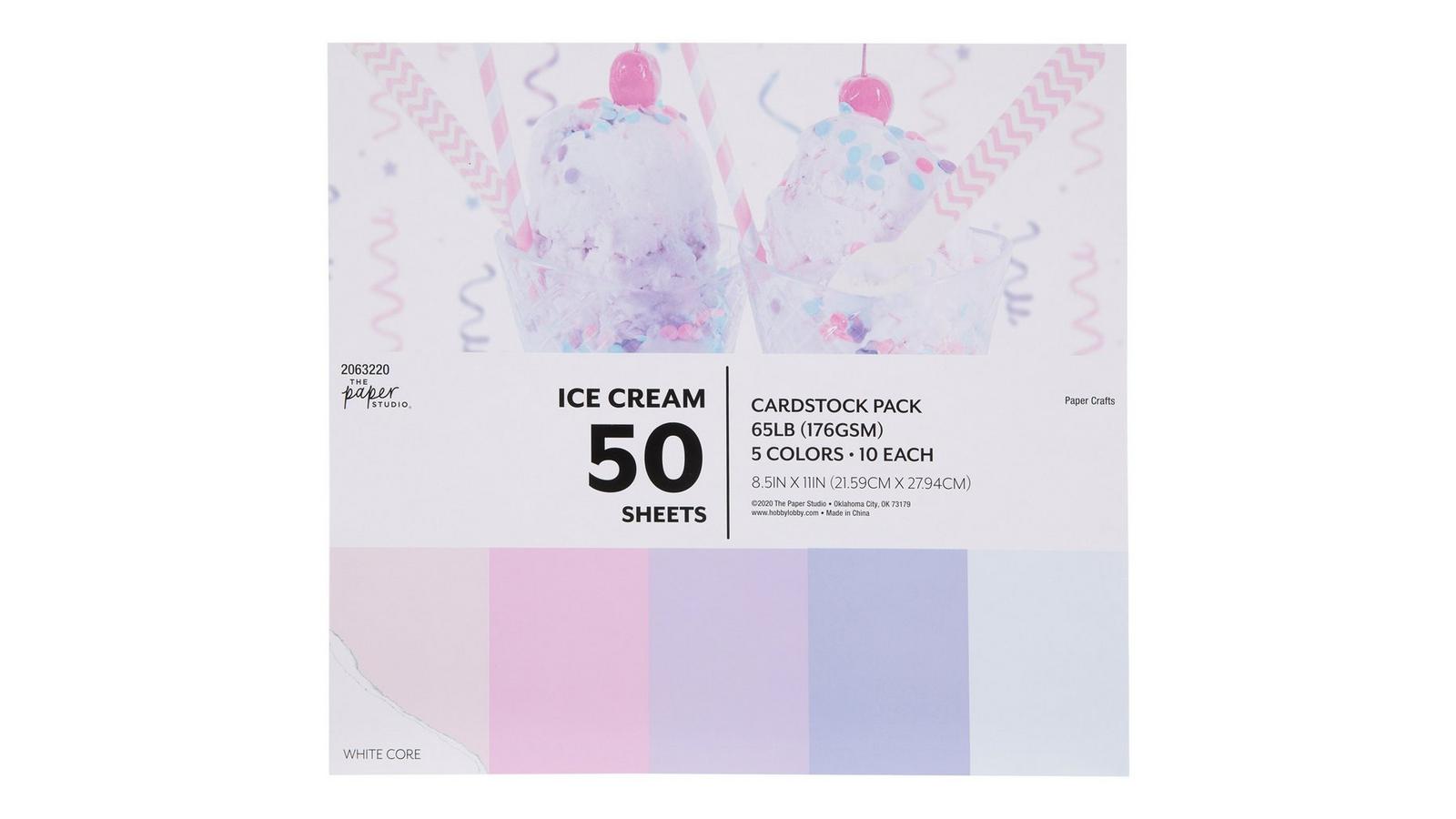 Ice Cream Scoops & Sprinkles Stationery Paper - 80 Sheets 8.5x11 Inch For Parties