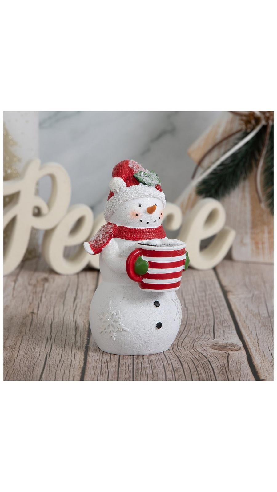 Snowman Holding Striped Hot Cocoa Mug | Hobby Lobby | 206344329