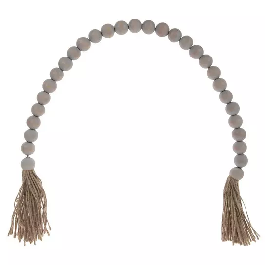 Wood Bead Garland - Distressed with Tassels – Loblolly and Lace
