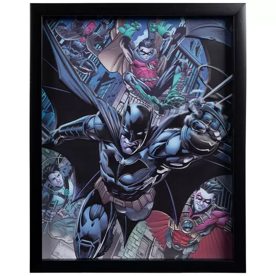 Batman Logo - Super Hero's White Framed Wall Hanging Art Print for