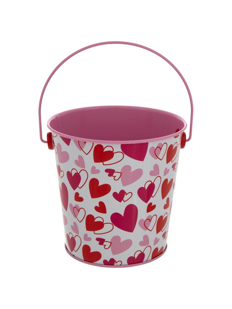 Valentines Storage Box Valentine's Day Plastic Buckets With Lids Heart Print Party Favors Gift A 613810