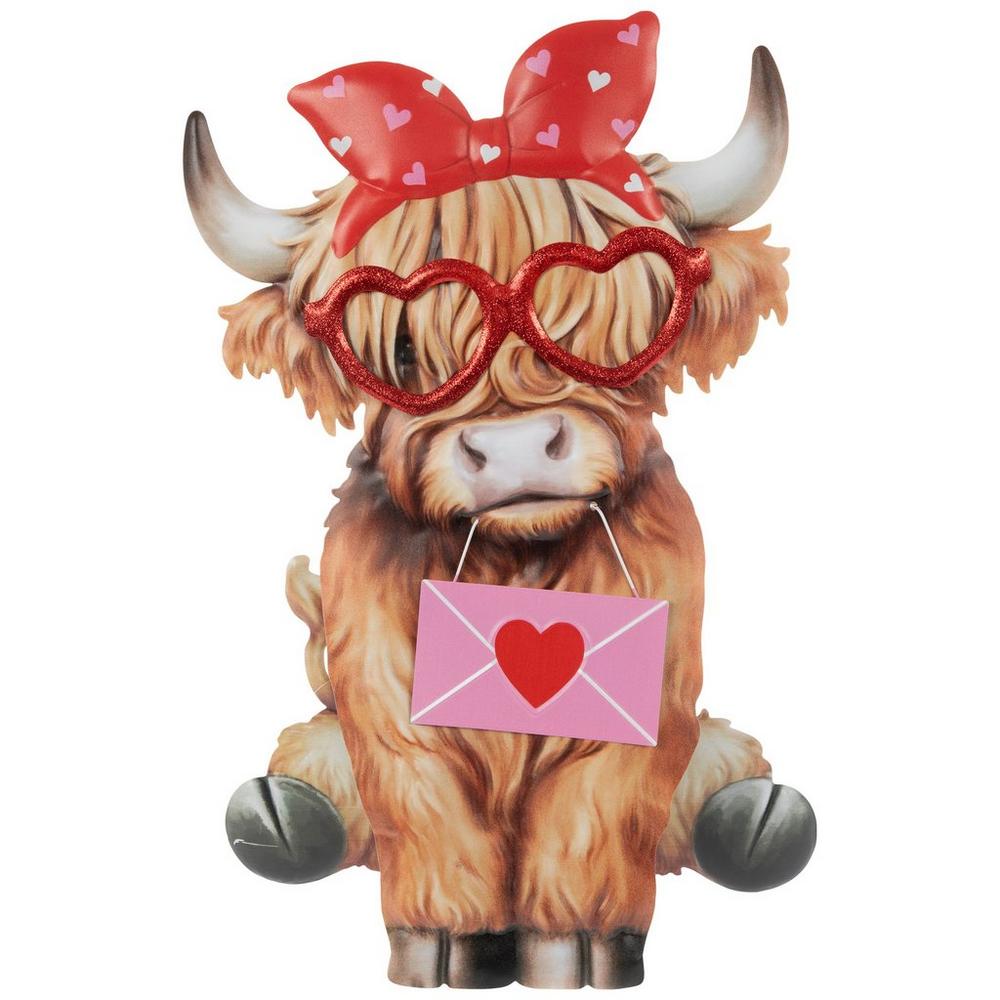 Highland Cow Wearing Heart Bow Metal Decor | Hobby Lobby | 206364533