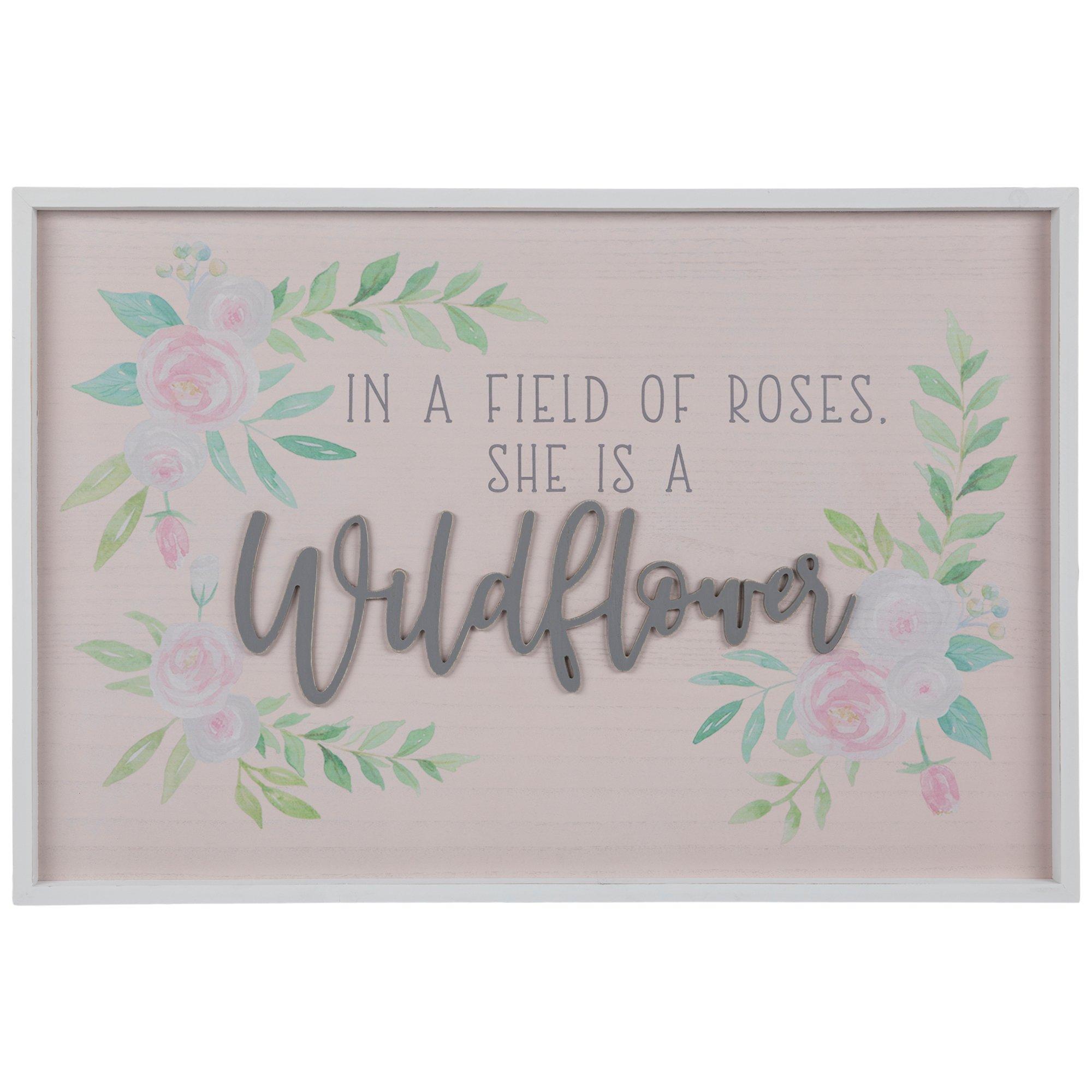 In a field of roses she is a wildflower - Blush Nursery Wall Art Print