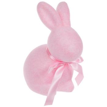 Pink - Sitting Flocked Bunny