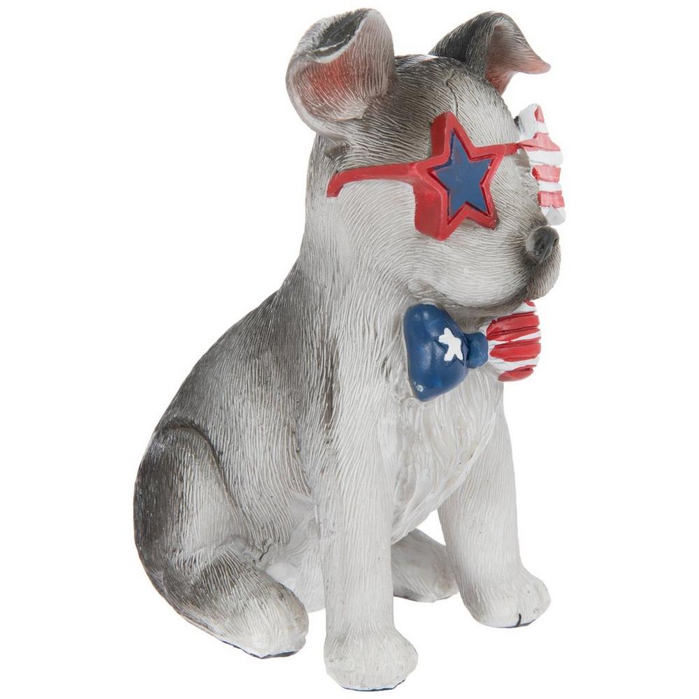 Black White Patriotic Dog Figurine