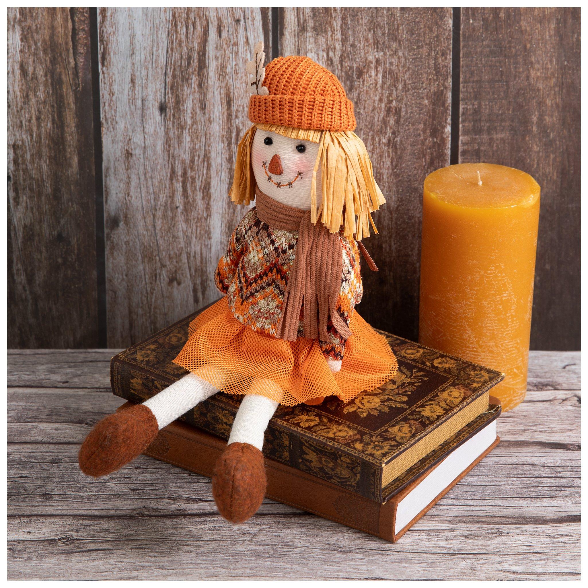 Orange Knit Hat Scarecrow Shelf Sitter | Hobby Lobby | 206411193