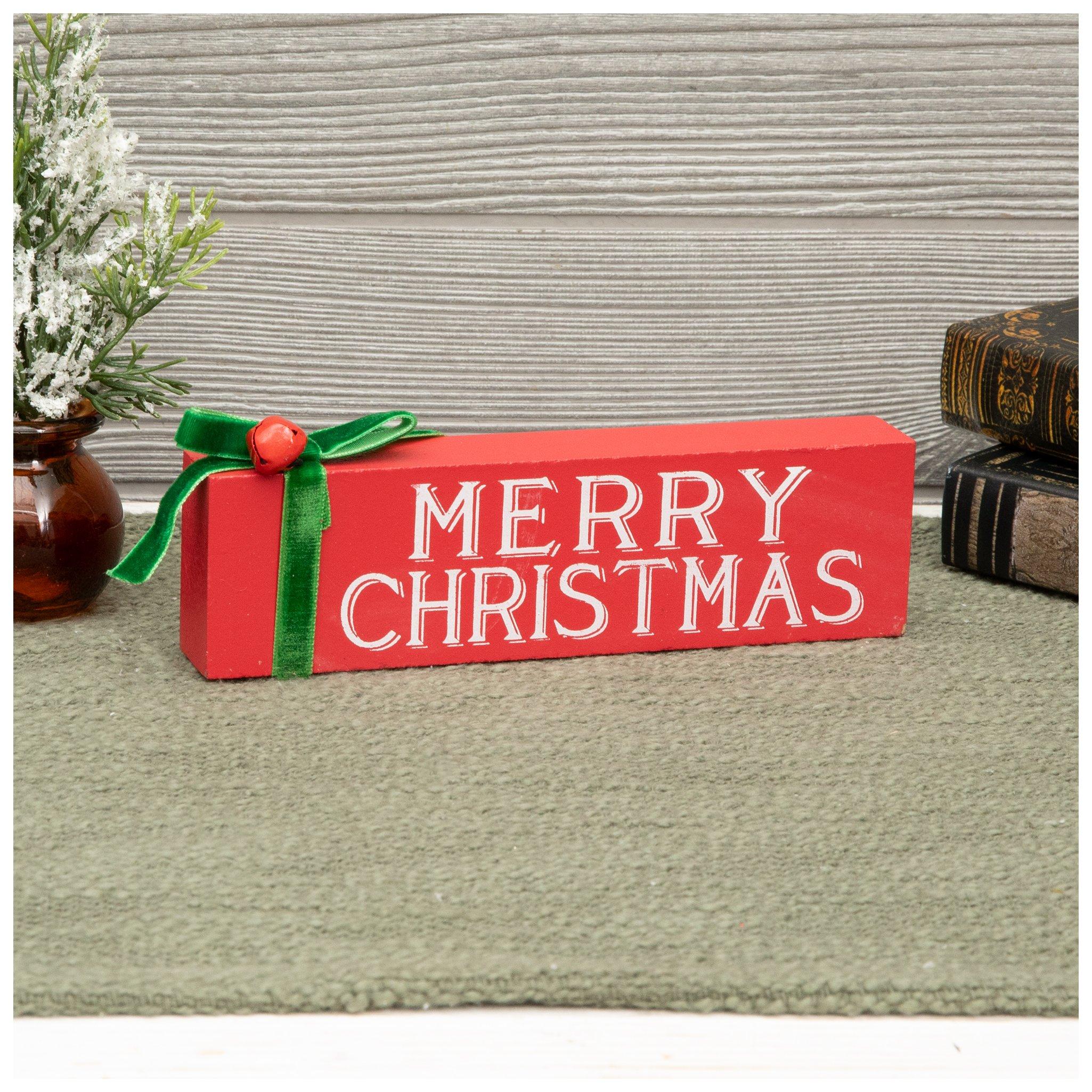 Red Merry Christmas Bell & Bow Wood Decor | Hobby Lobby | 206417075