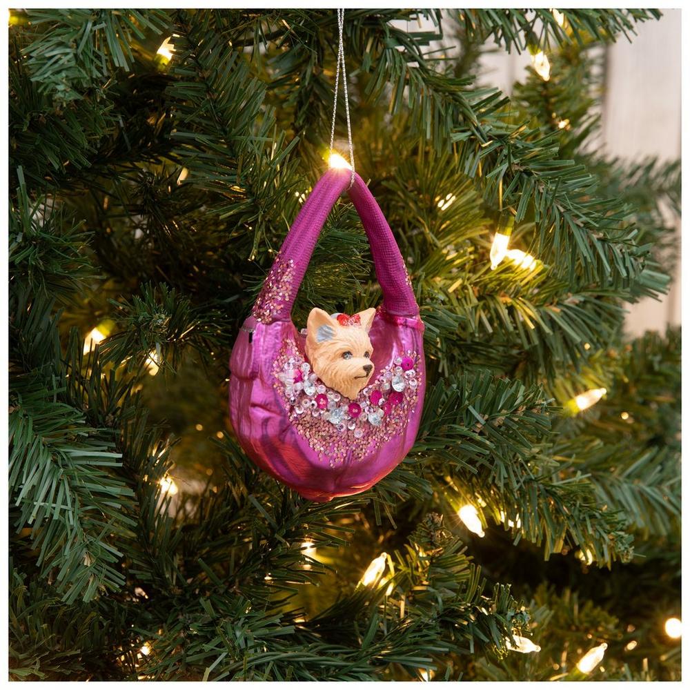 Yorkie In Dark Pink Purse Ornament | Hobby Lobby | 206432058