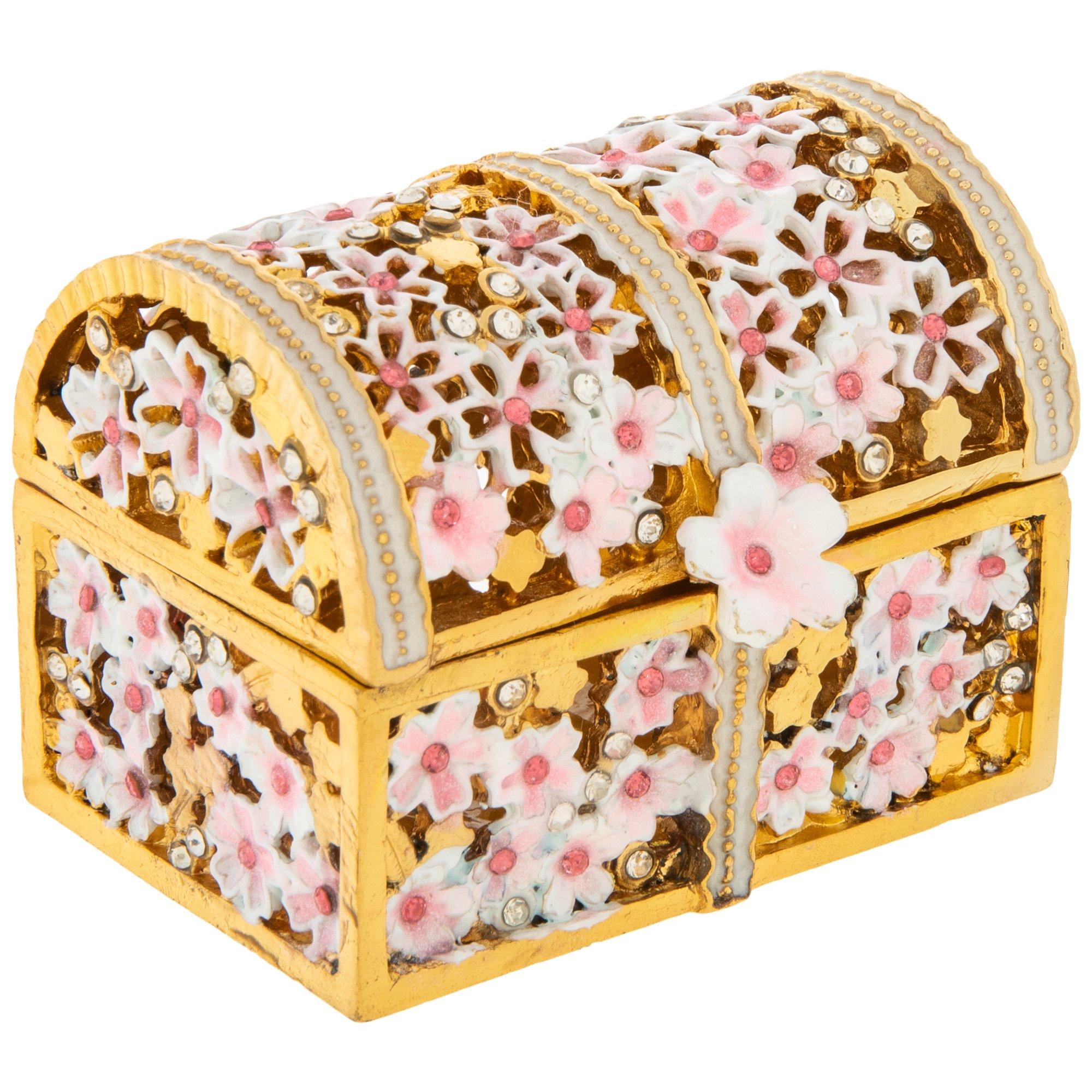 Pink & Gold Floral Treasure Chest Jewelry Box Hobby Lobby 2066595