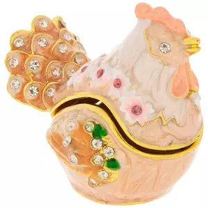 Pink Chicken Rhinestone Jewelry Box