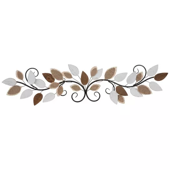 Tree Shape Metal Wall Decor With Colorful Burlap Flowers