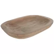 Oval Carved Wood Tray