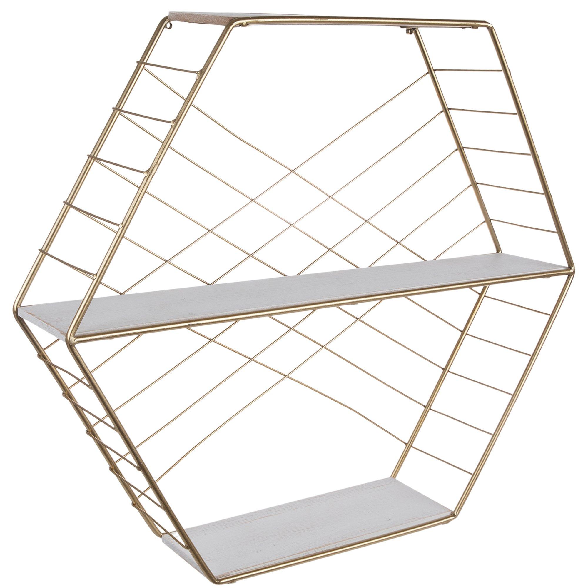 Gold Hexagon ThreeTiered Wood Wall Shelf Hobby Lobby 2070282