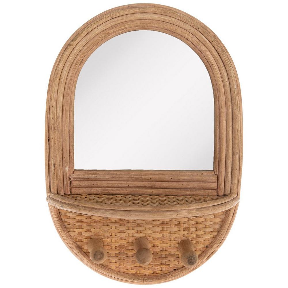 Wood Wall Mirror With Hooks