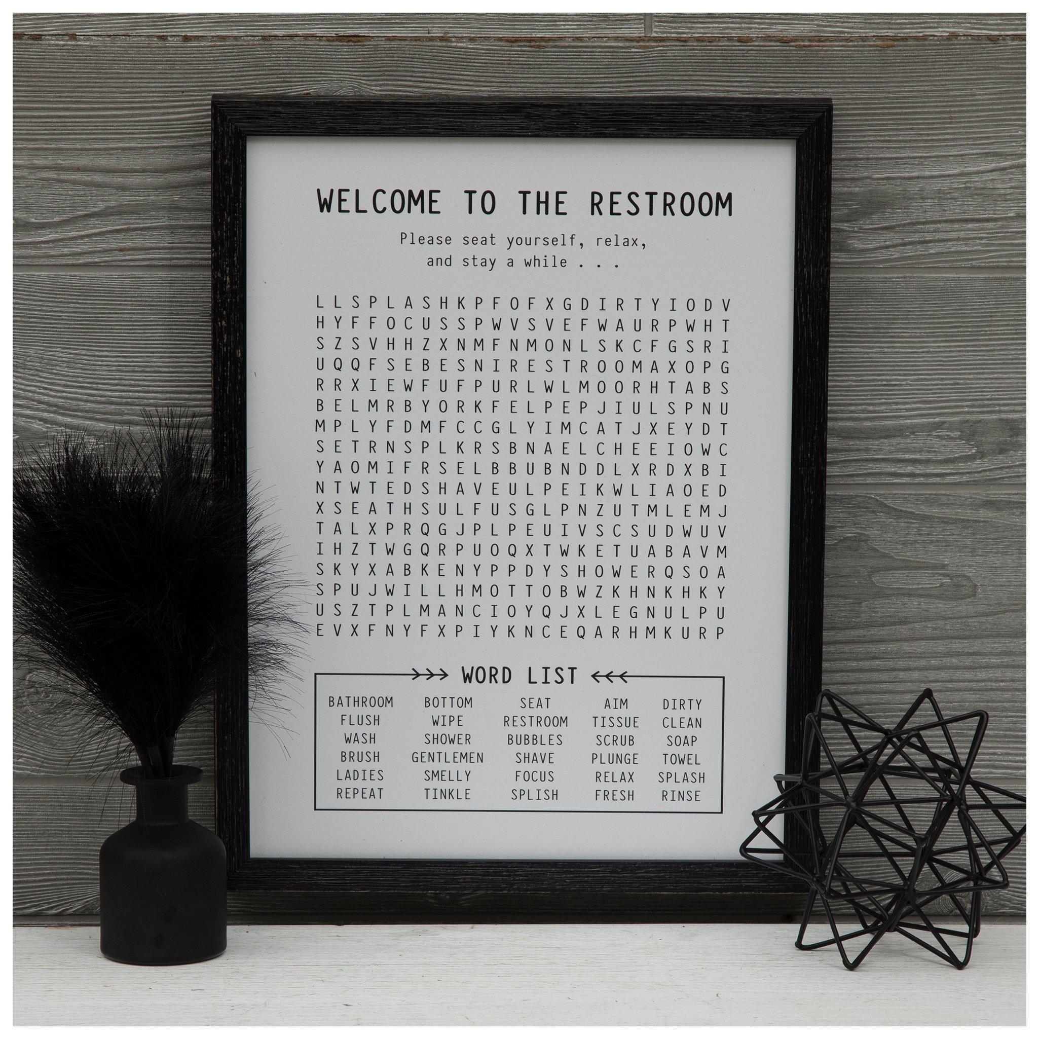 Welcome To The Restroom Crossword Wood Wall Decor | Hobby Lobby