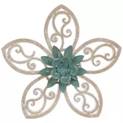 Teal Layered Flower Wood Wall Decor