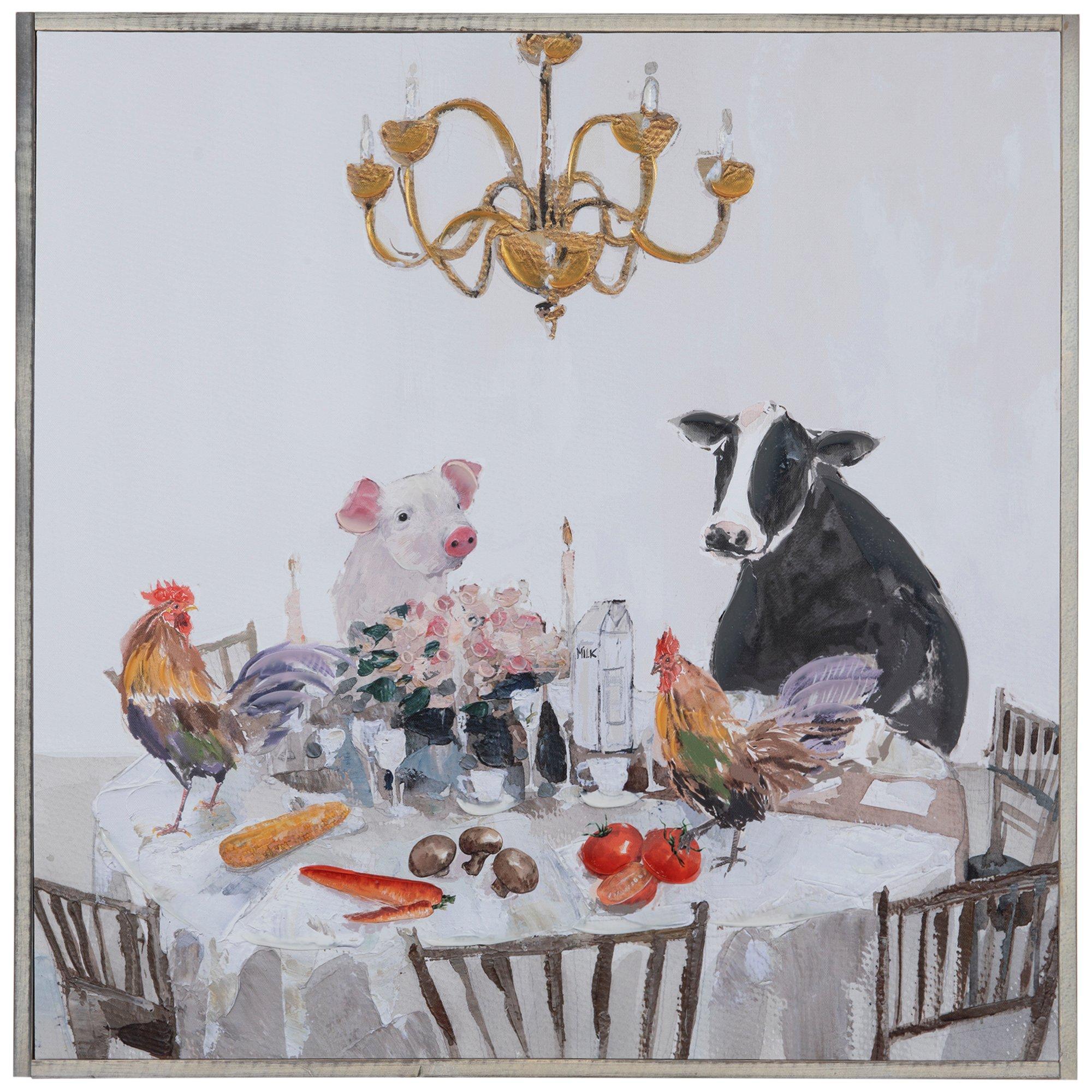 Farm Animals At Dinner Canvas Wall Decor Hobby Lobby 2072403