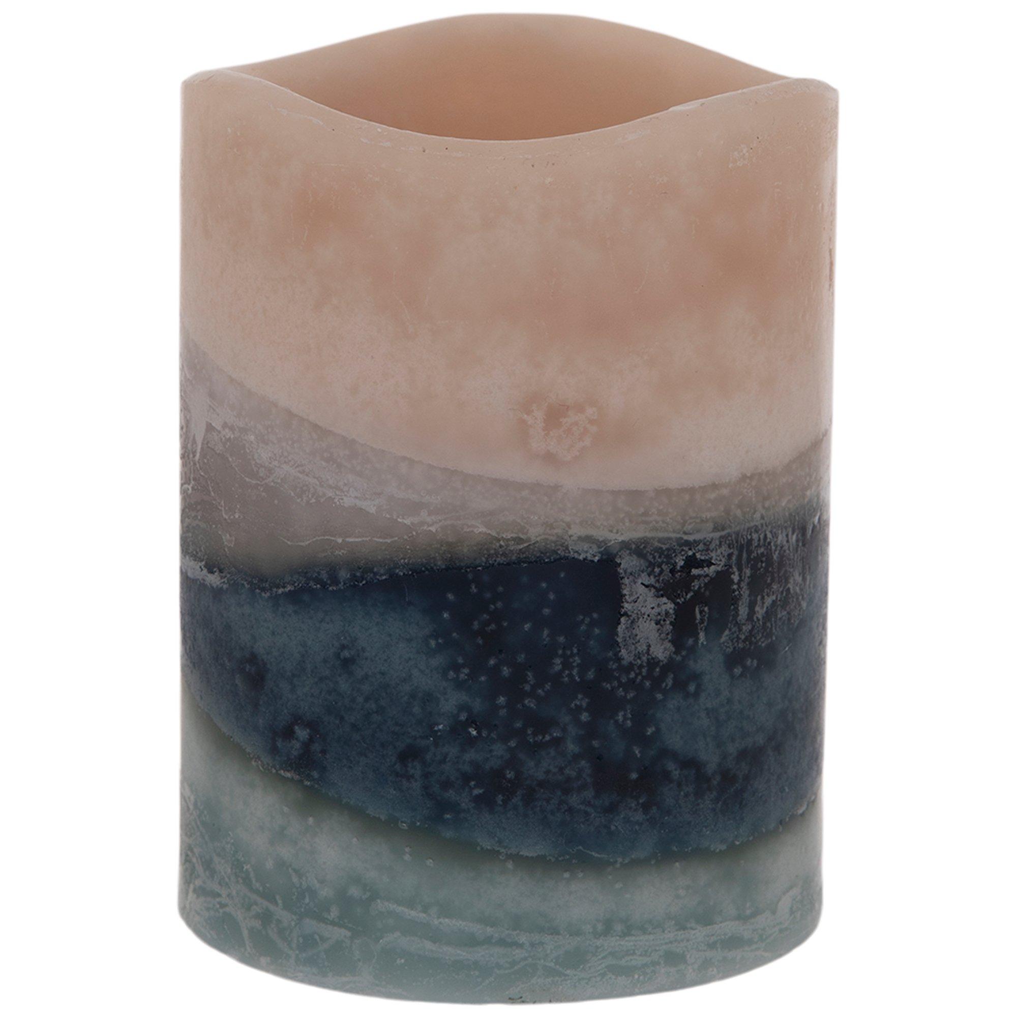 Blue & White Layered LED Pillar Candle Hobby Lobby 2073427