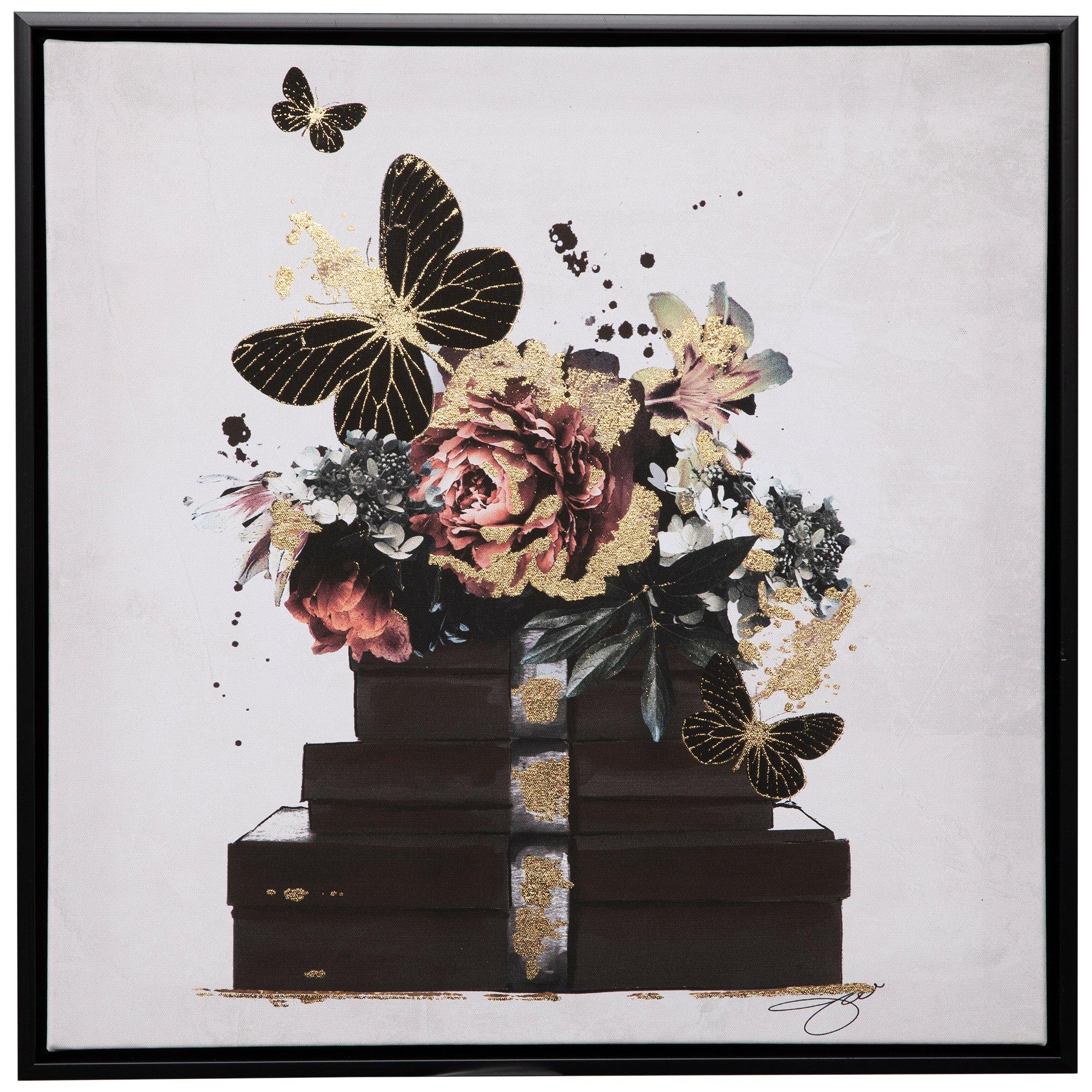 Butterflies, Flowers & Boxes Canvas Wall Decor, Hobby Lobby