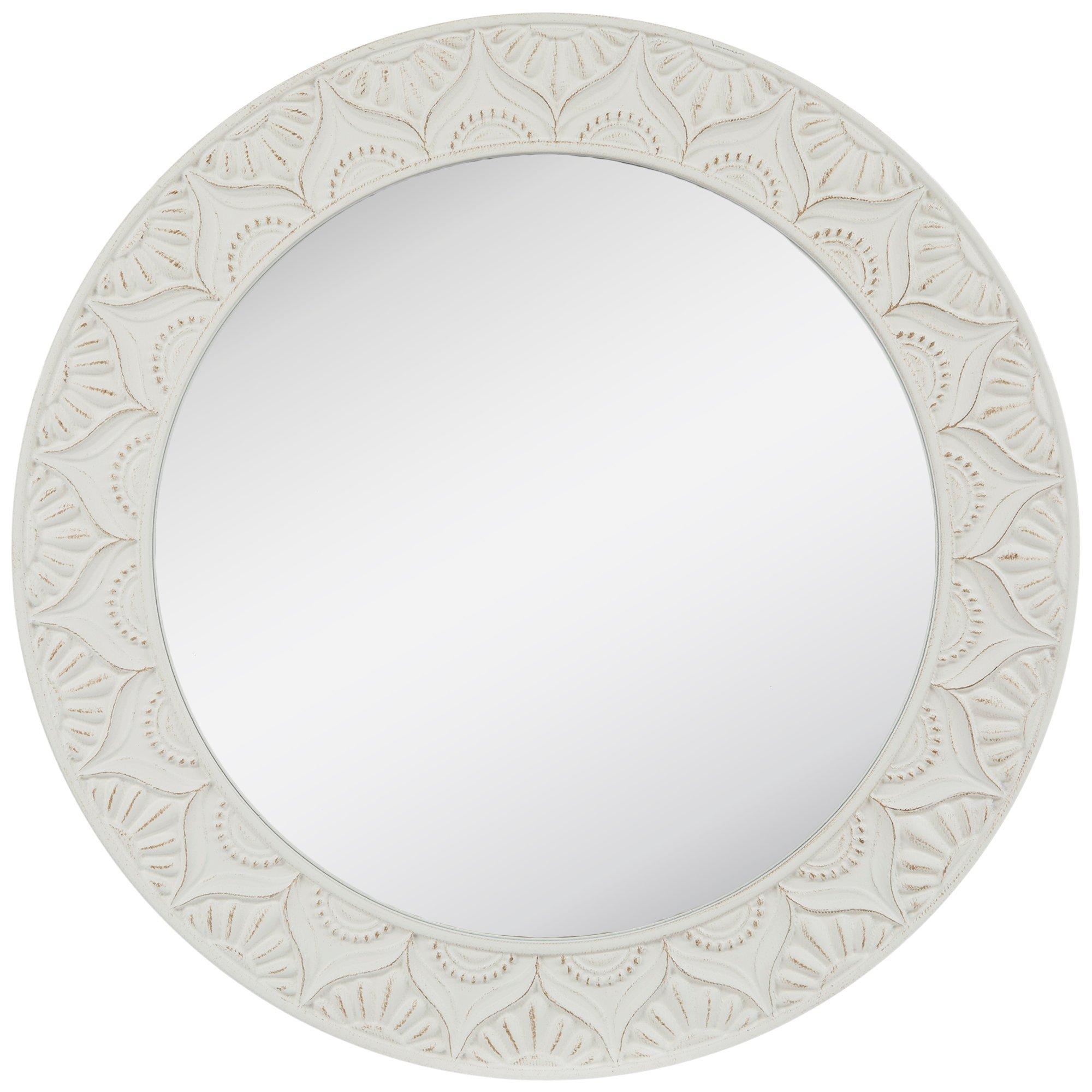 White Distressed Round Wood Wall Mirror, Hobby Lobby