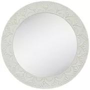 Distressed White Carved Wood Wall Mirror