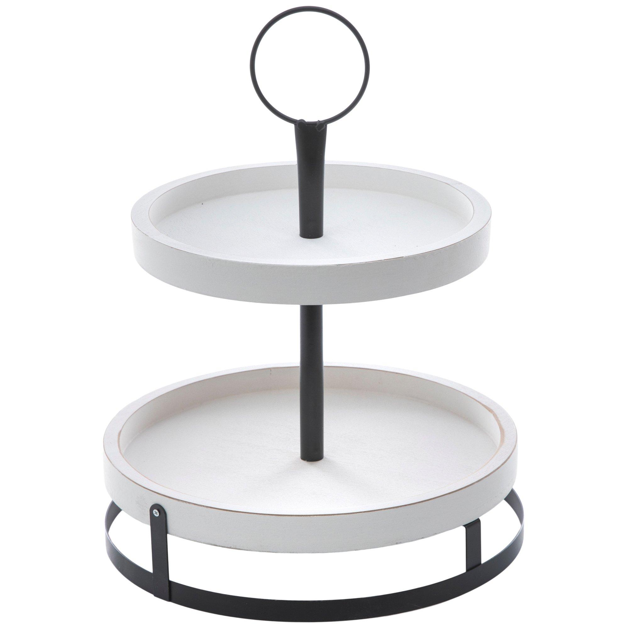 White & Black Two-Tiered Wood Tray | Hobby Lobby | 2077683