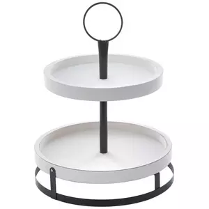 White & Black Two-Tiered Wood Tray