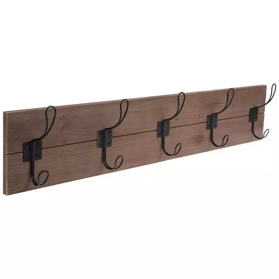 Plank Wood Wall Decor With Hooks