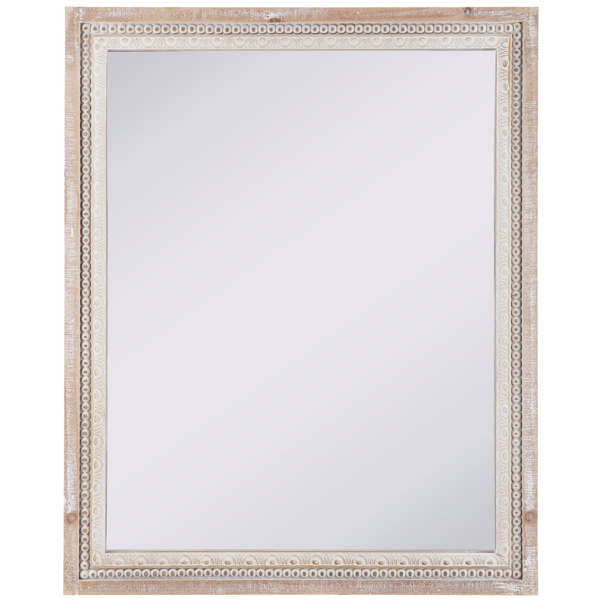 Whitewash Beaded Wood Wall Mirror Hobby Lobby 2081420