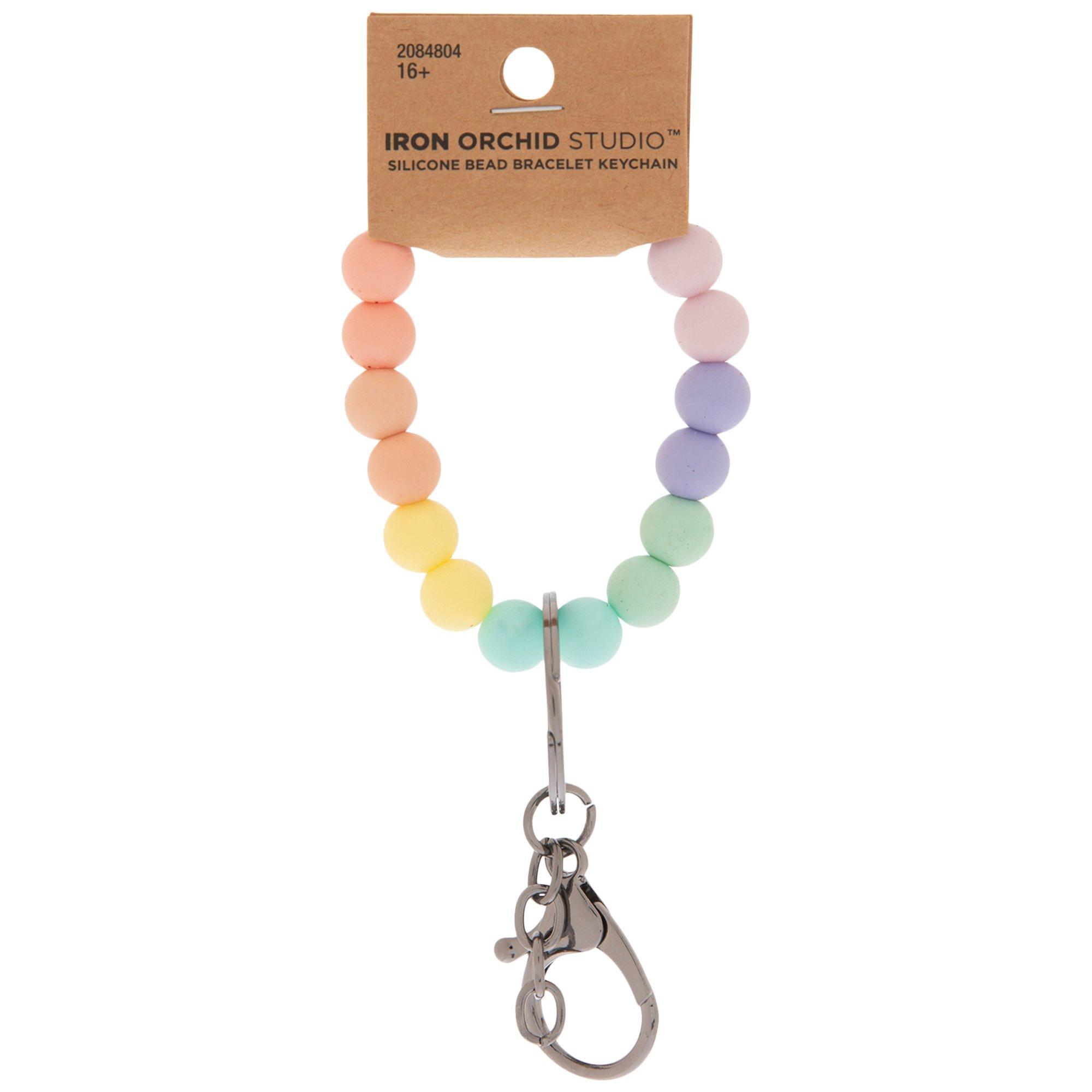 Silicone Color Block Key Ring Bracelet