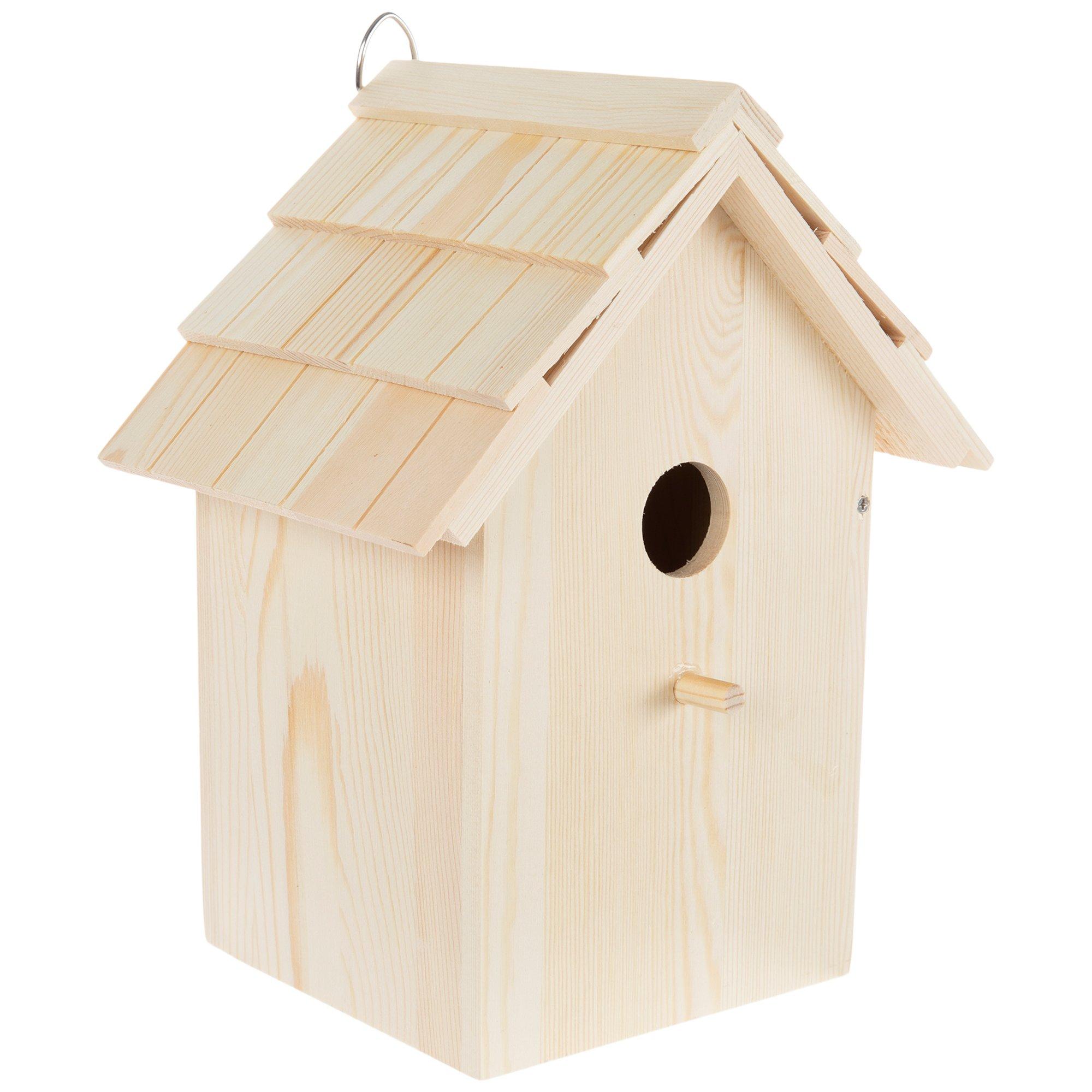 Traditional Square Wood Birdhouse