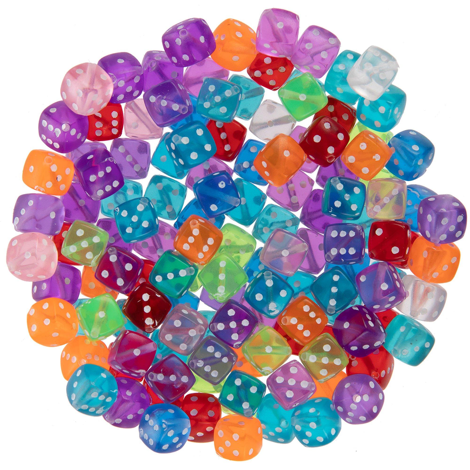 100 Mixed Opaque and Transparent Colour Acrylic Dice Beads 8X8mm Funny  Beads