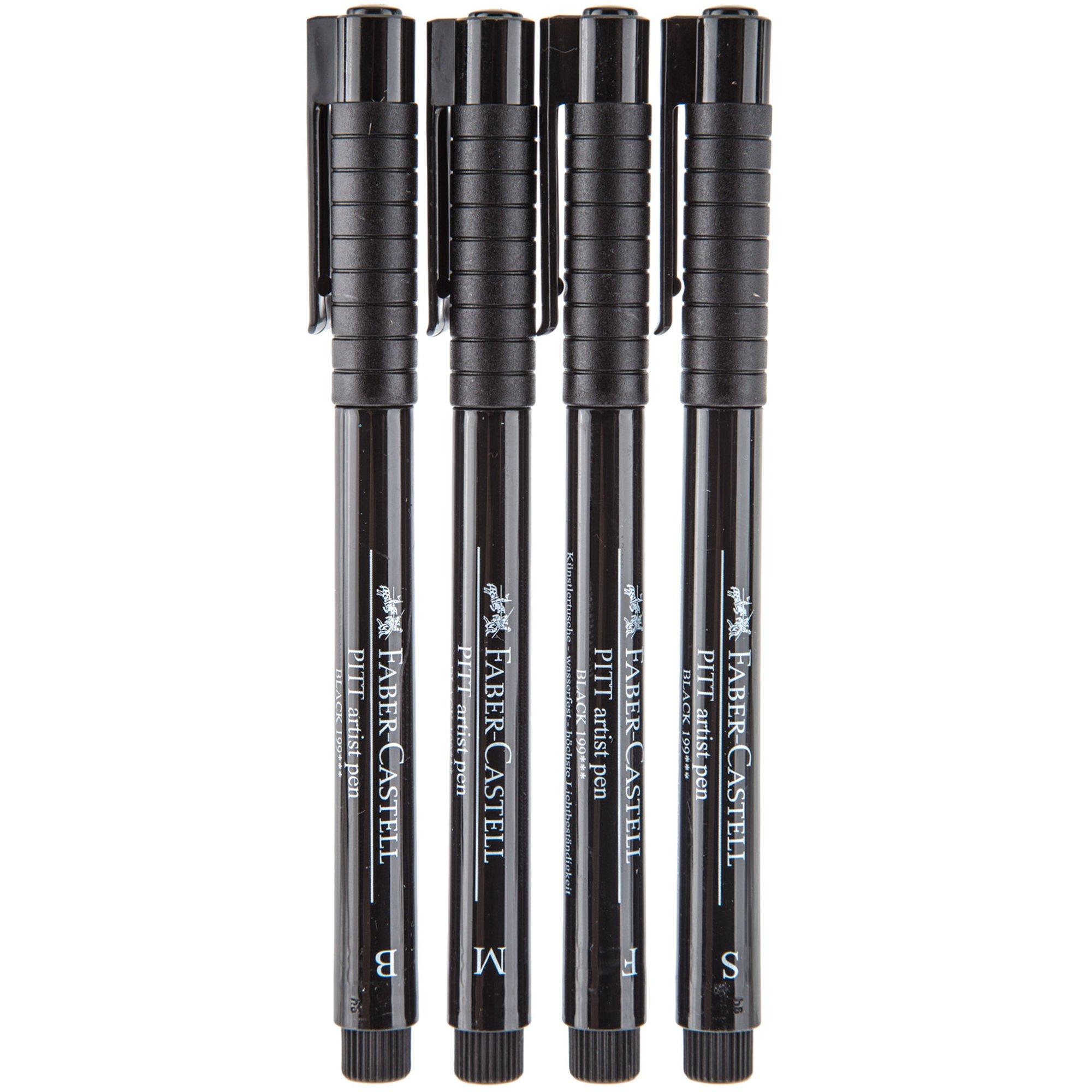 Faber-Castell Pitt Artist Pen Set of 4 Black and White Pens - The Art  Store/Commercial Art Supply
