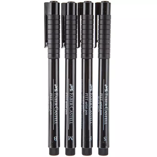  Faber-Castell Pitt Artist Pens Essential Set - 4 Black