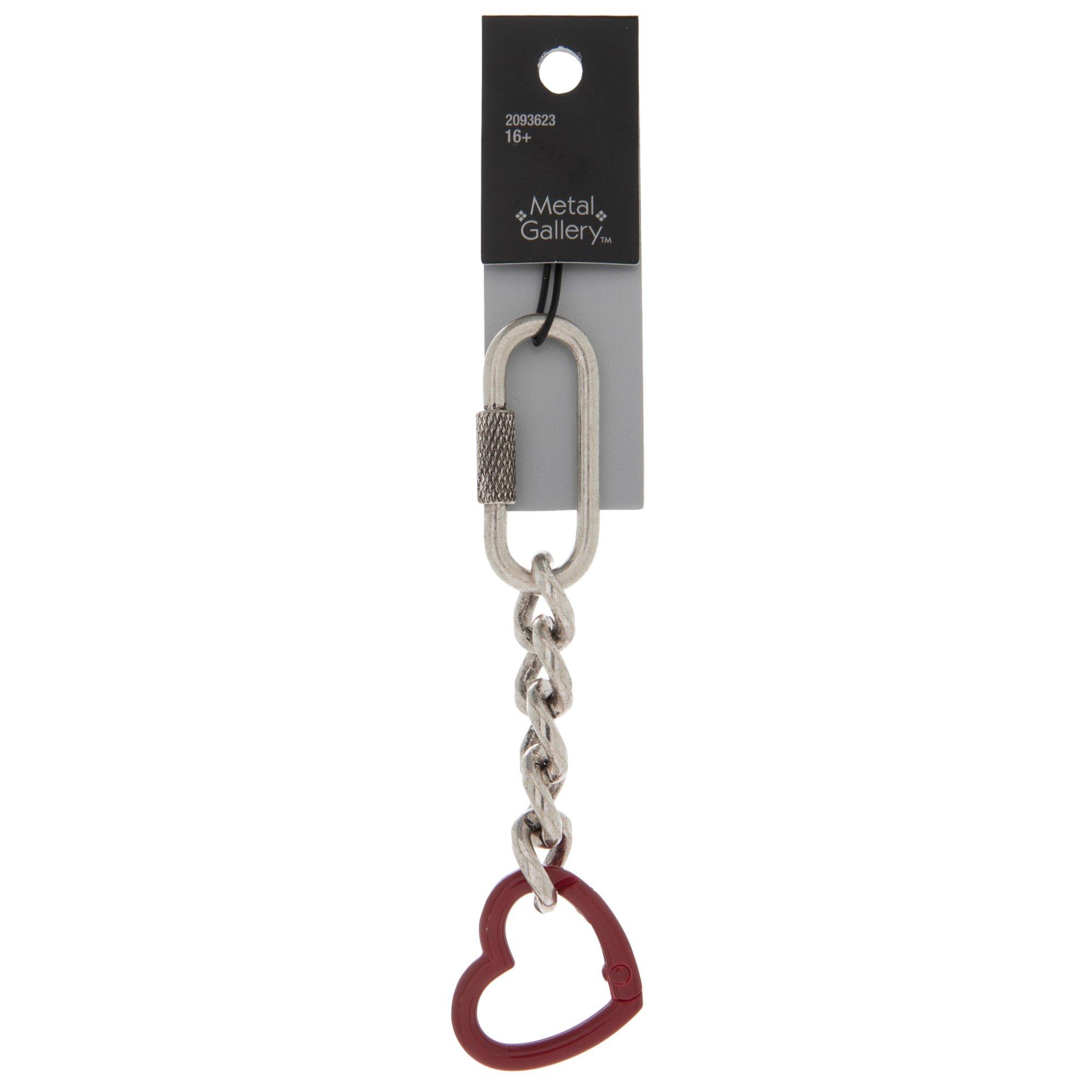Craftyopia Heart Shape Silver Tone Keyring Chains, 5 x Heart Keyring, Handbag Ring, Craft Supplies, Key Ring Attachments, Heart Keyring Clip
