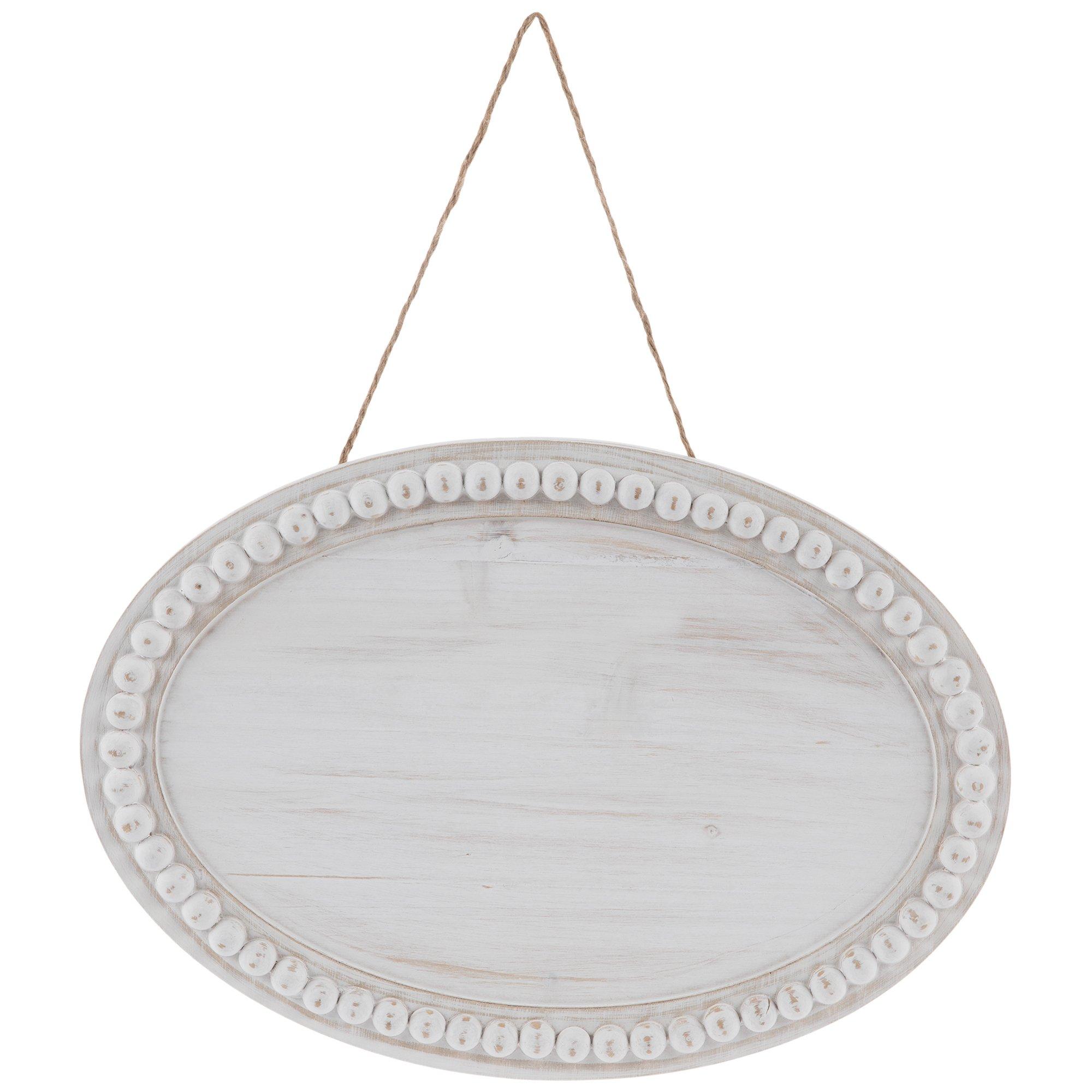 Distressed White Beaded Oval Wood Wall Decor Hobby Lobby 2095412
