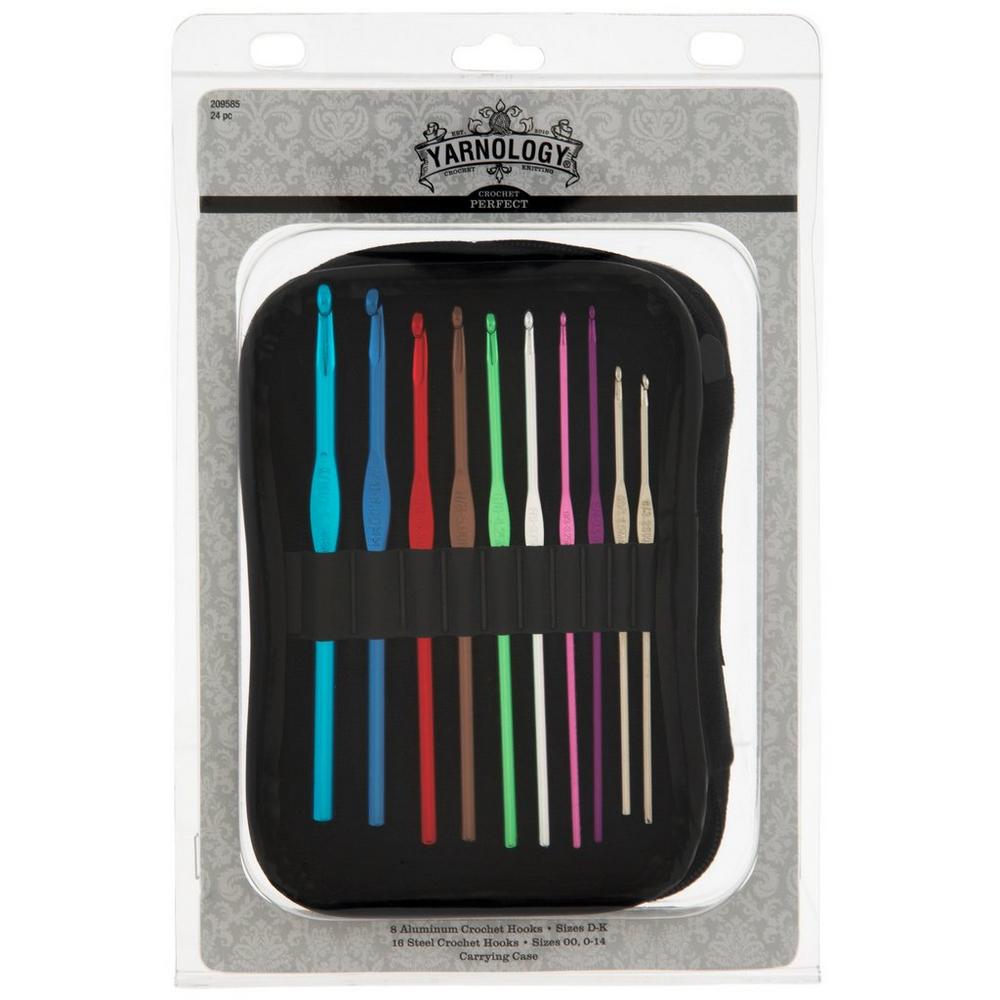 AWEELON 31-Piece Aluminum Crochet Hook Set With Case - 13 Hooks (2mm-9mm) & Accessories, Beginner Kit