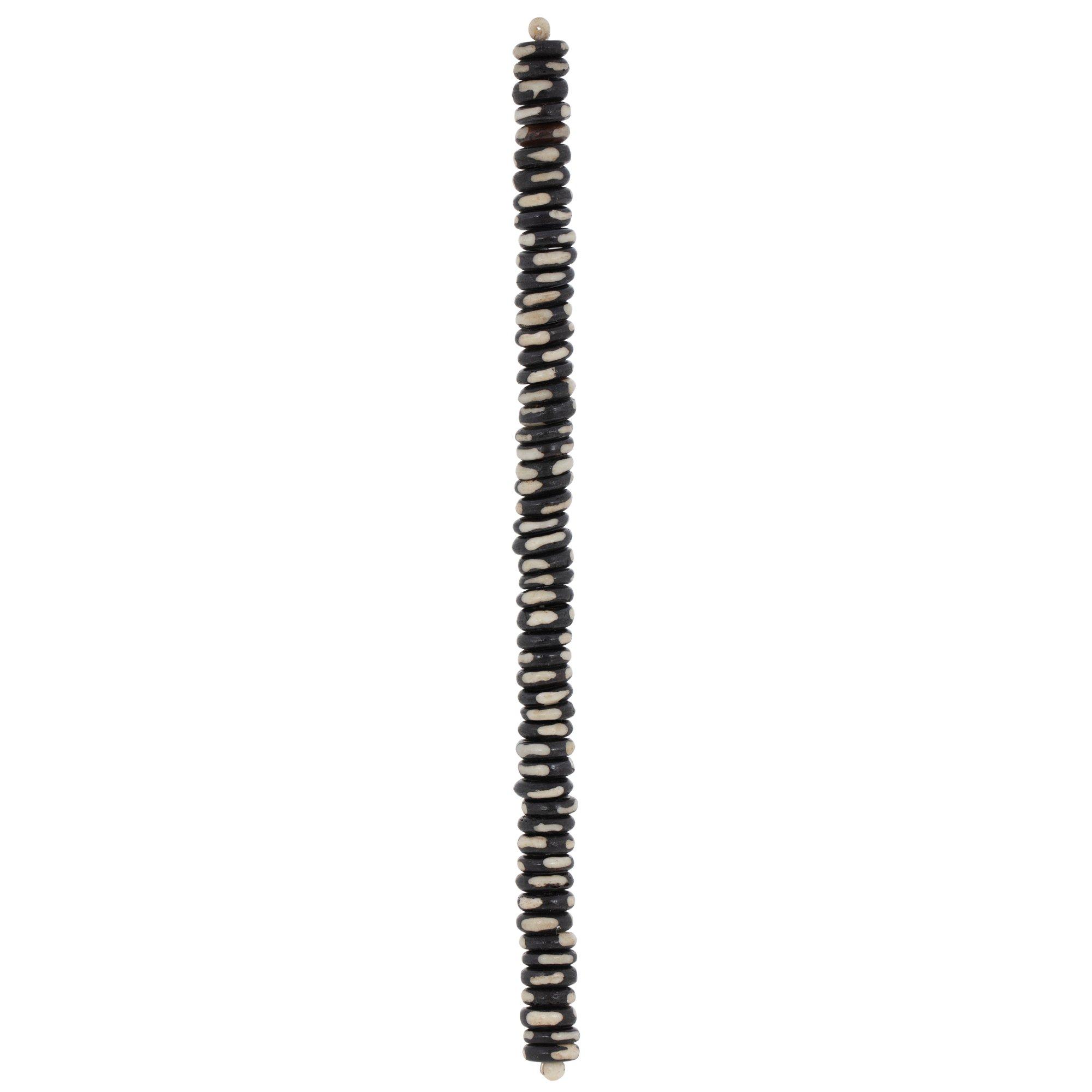 Black & White Dyed Bone Rondelle Bead Strand