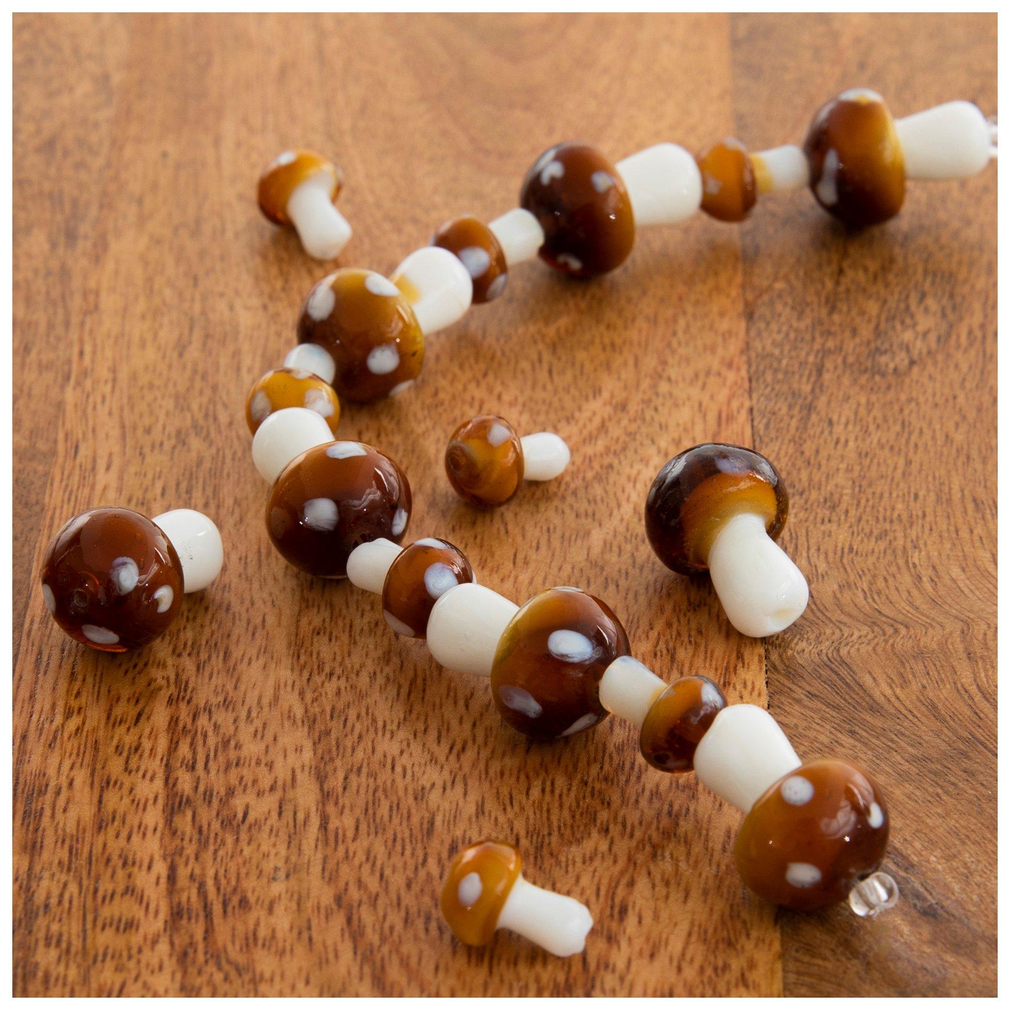 Opaque Mustard Mushroom Beads With Luster Finish, 9x8mm Mushroom Beads,  Mushroom Button Beads, 30 Beads per Strand 