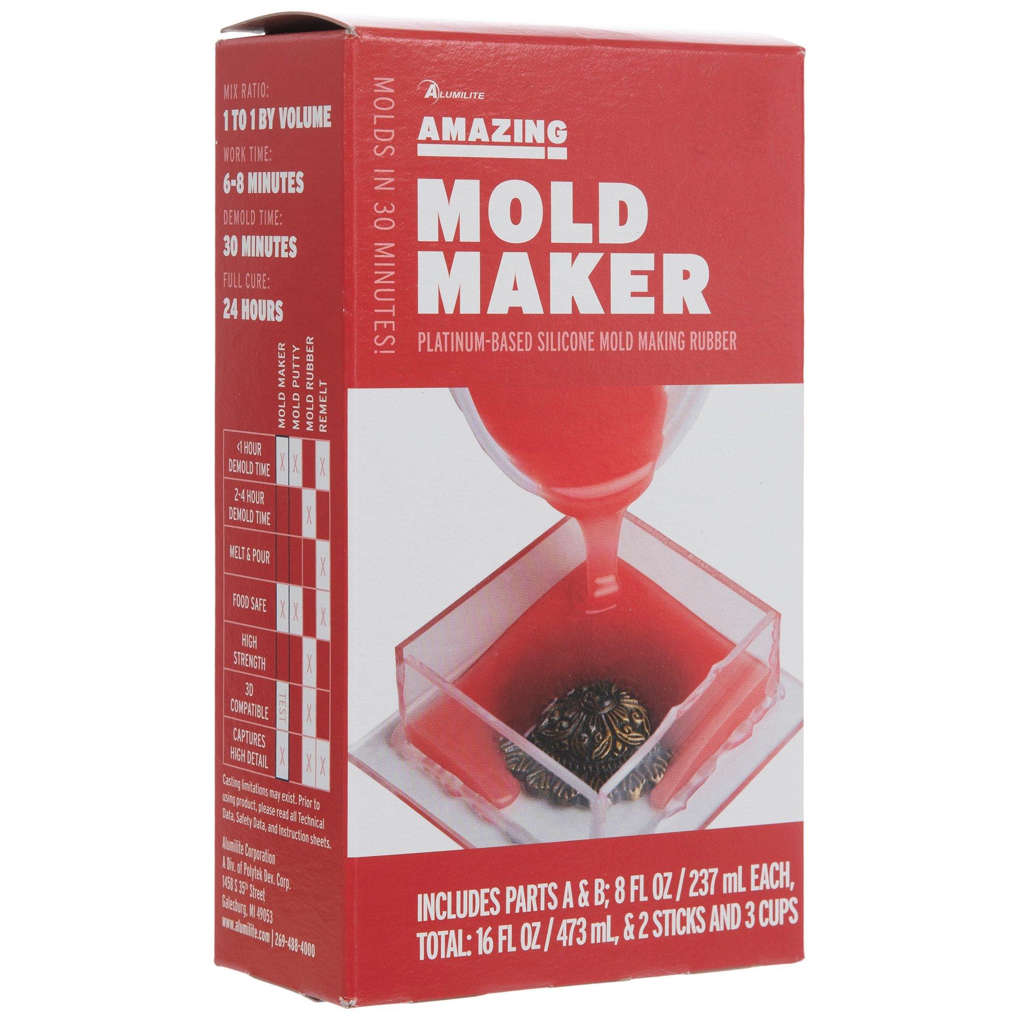 Alumilite Amazing Mold Maker - 16oz; 2-Part Red Silicone Mold Making Kit 