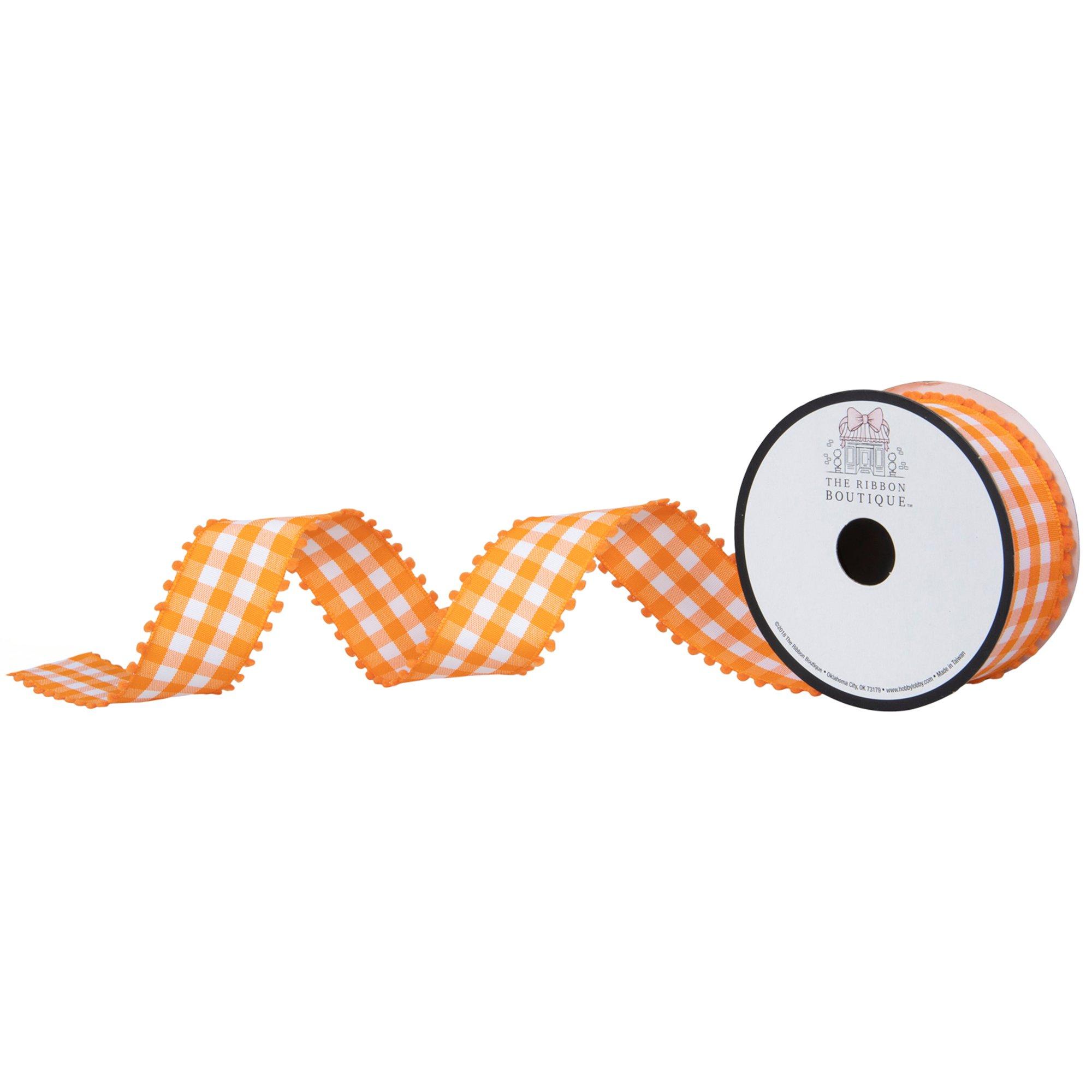 Gingham Pom Pom Wired Edge Ribbon 1 1/2" Hobby Lobby 2107811