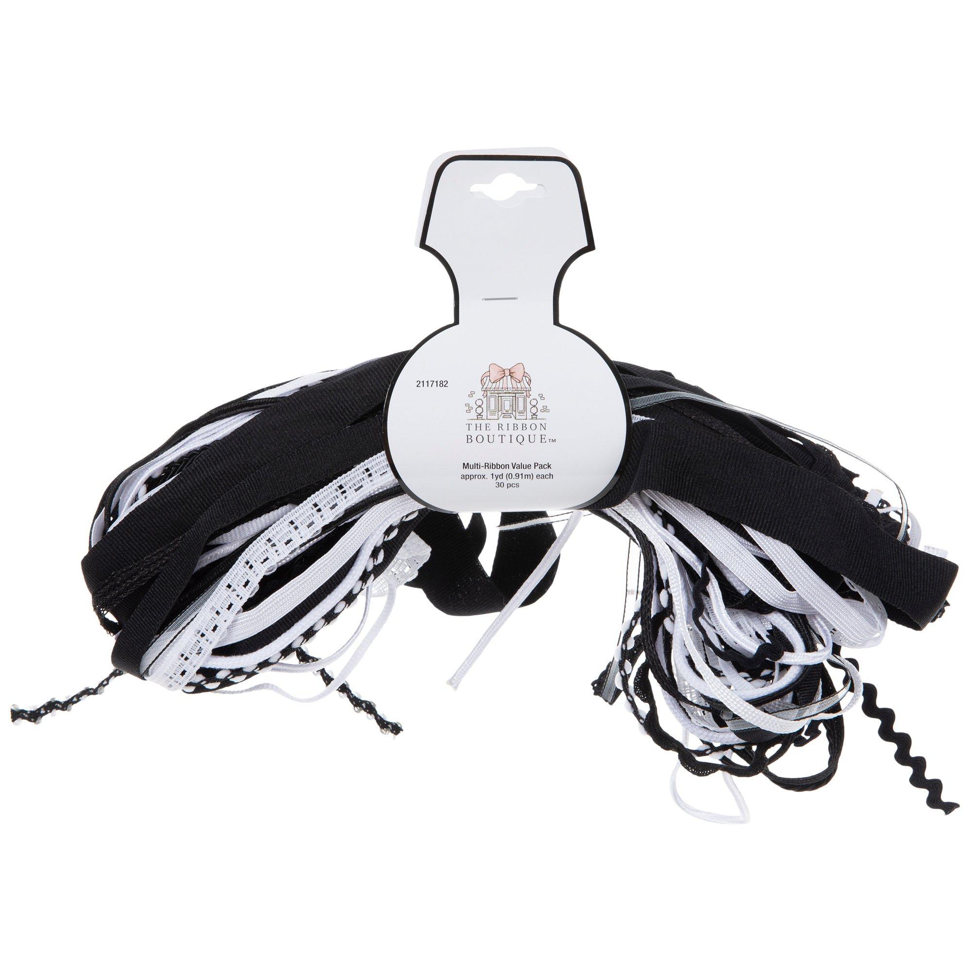 Black & White Assorted Ribbon Value Pack