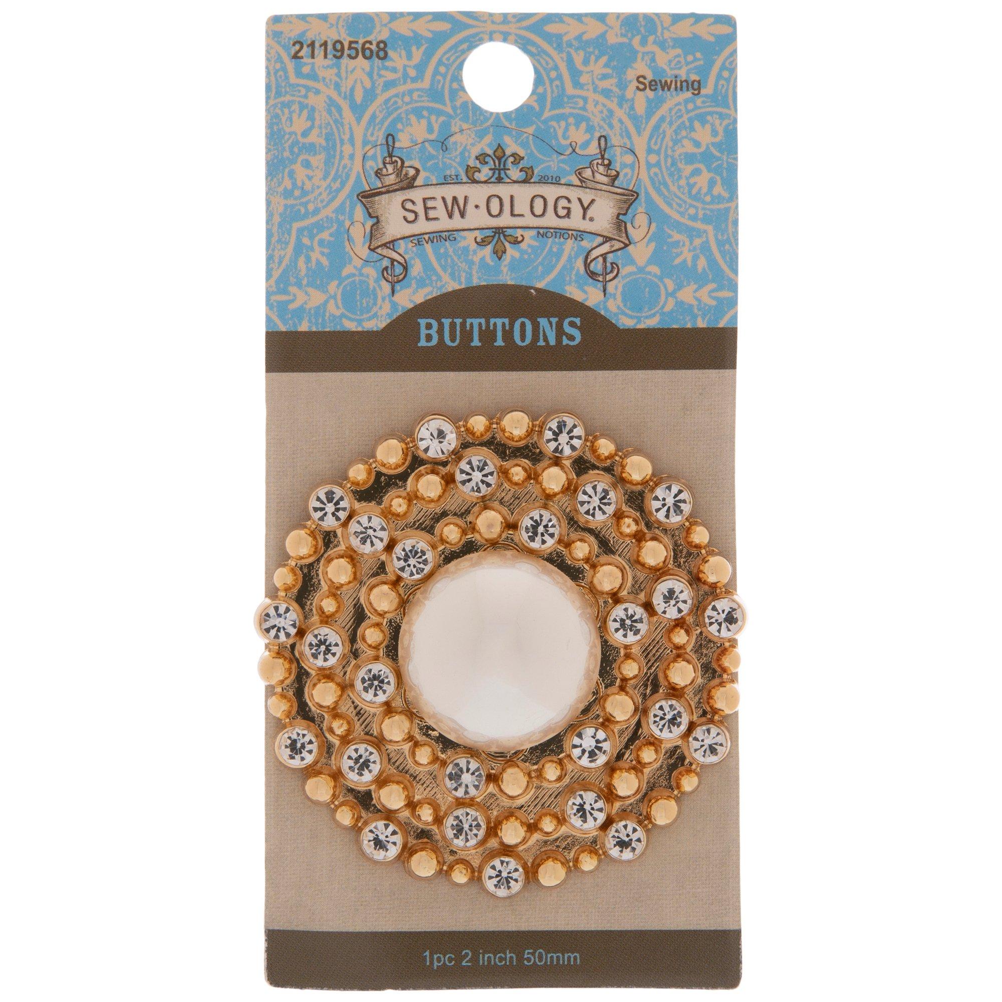 Plastic Pearl & Rhinestone Shank Button - 50mm | Hobby Lobby | 2119568