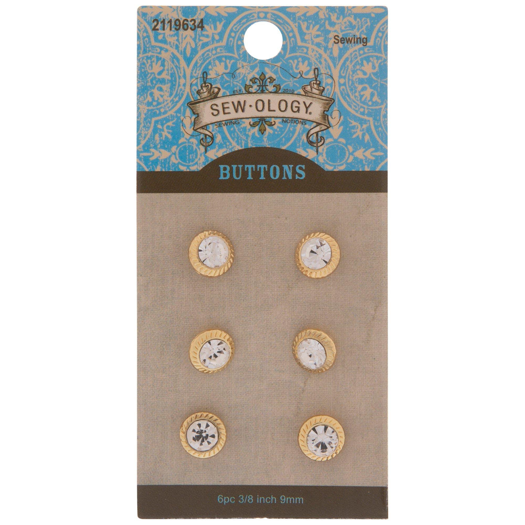 Gold Rhinestone Shank Buttons - 9mm