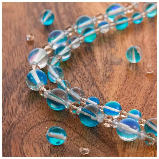 Blue & Champagne Mermaid Glass Bead Strands