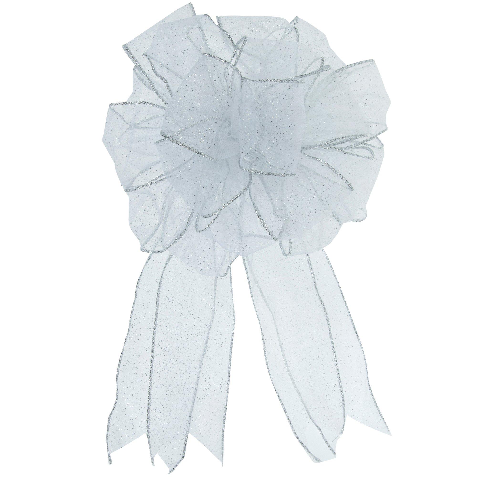 Wedding Bows - Pew Bows - Wired Mystic White Lace Bows 6 Inch