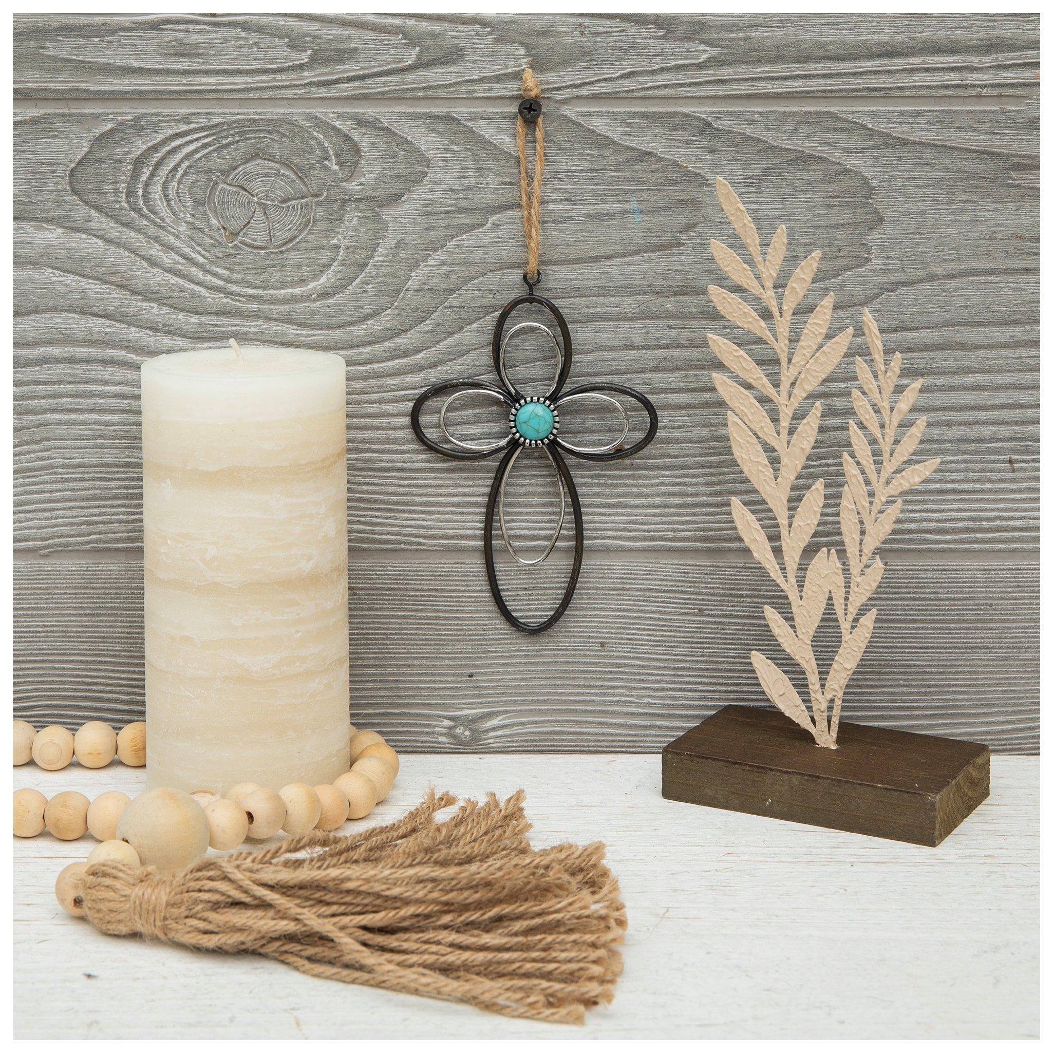 Rool 木製モダン結び目置物 Turquoise & Metal Wall Cross | Hobby Lobby | 2120921