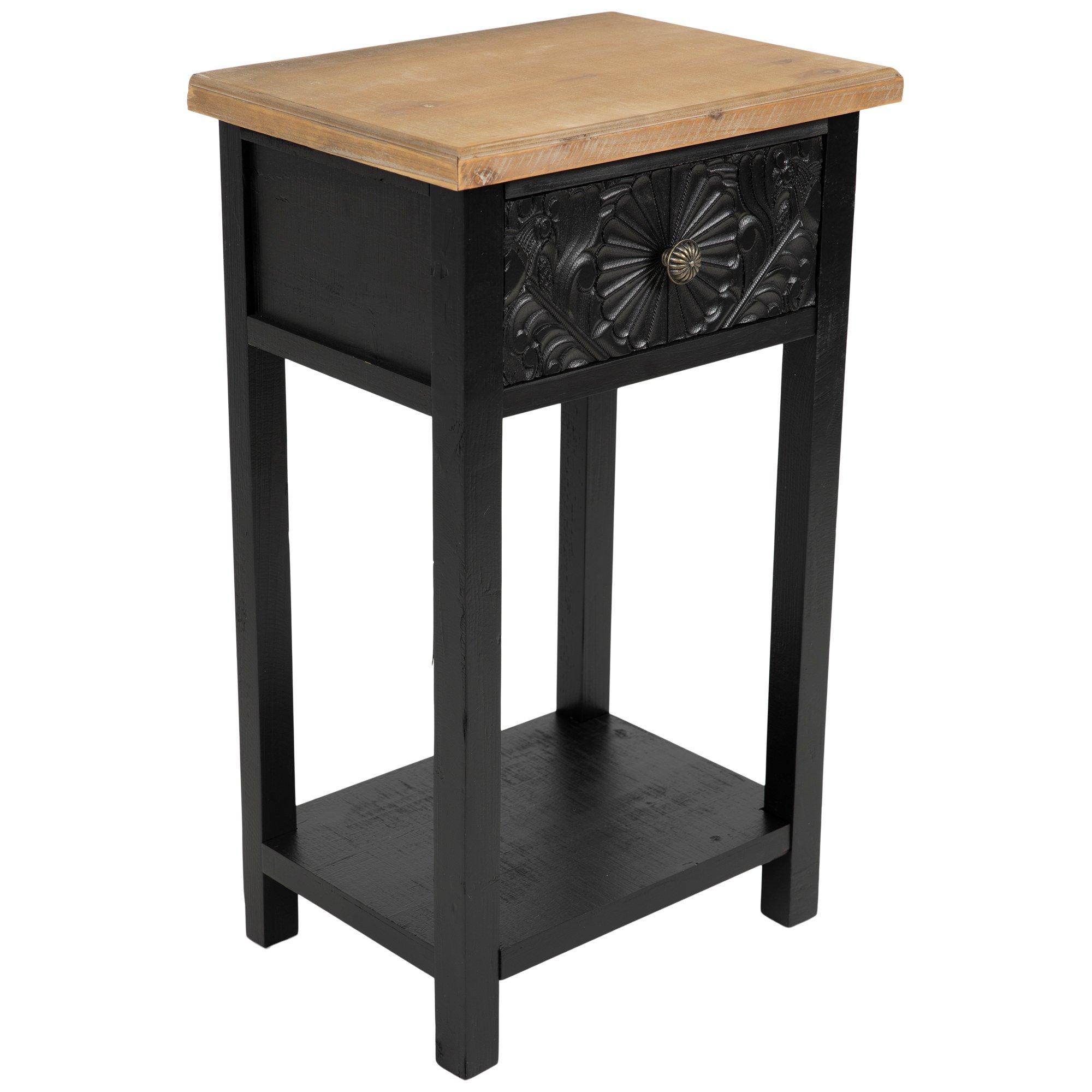 Black Medallion Embossed Wood Side Table, Hobby Lobby