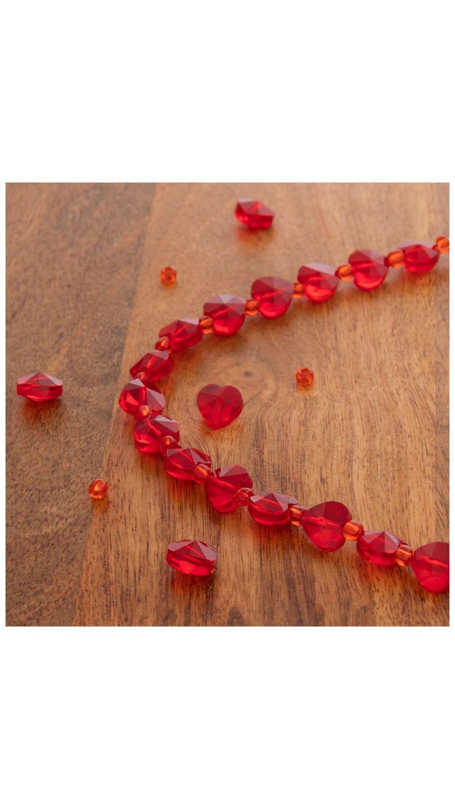 50pcs Glass Red Heart Beads Transparent Red 12mm Heart Loose  Pair of Glass Beads Red with Hearts main image 2