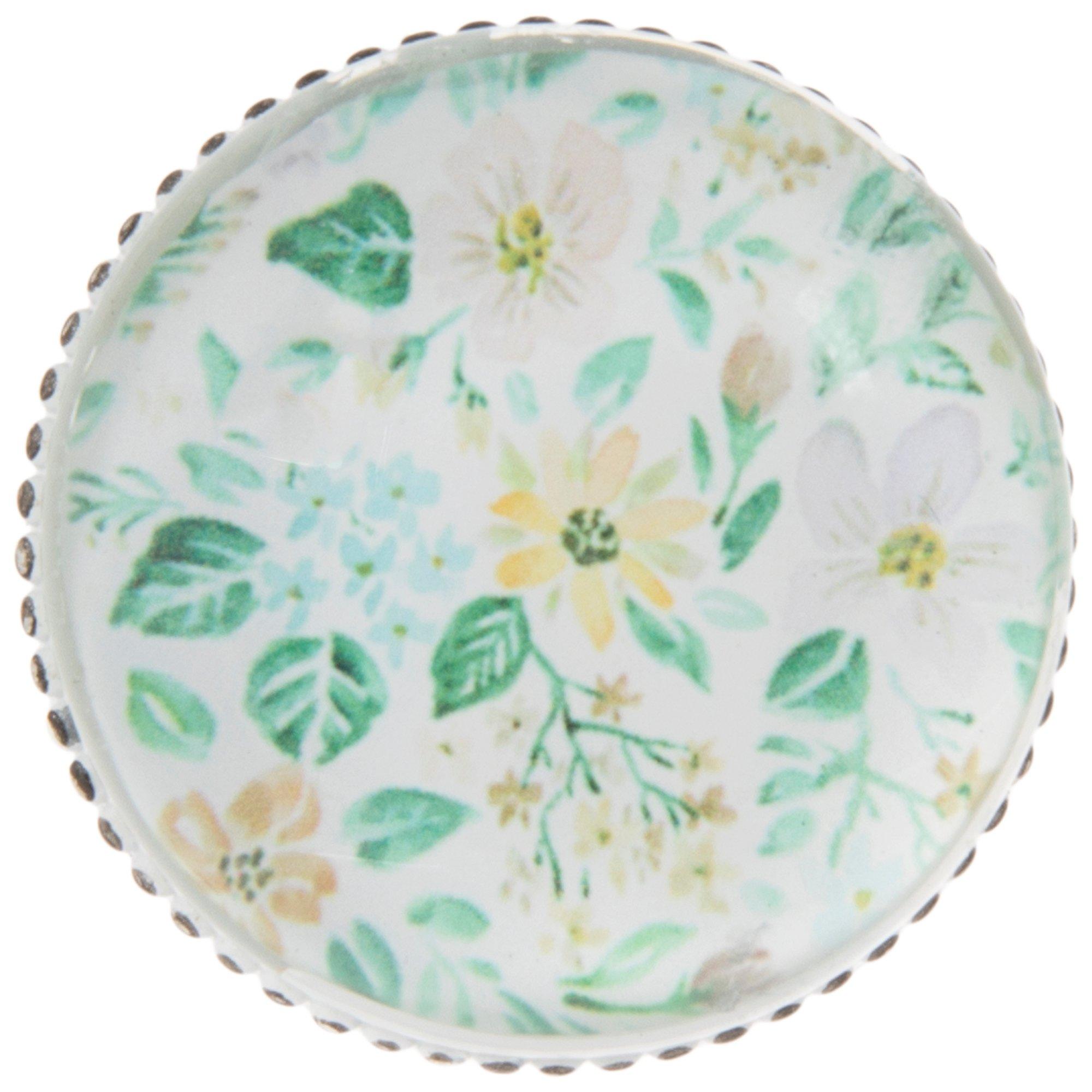 White Round Floral Knob view 1